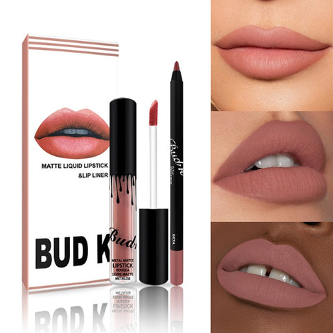 Matte Lip Gloss + Lipliner Pencil Matte Lip Set