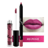 Matte Lip Gloss + Lipliner Pencil Matte Lip Set